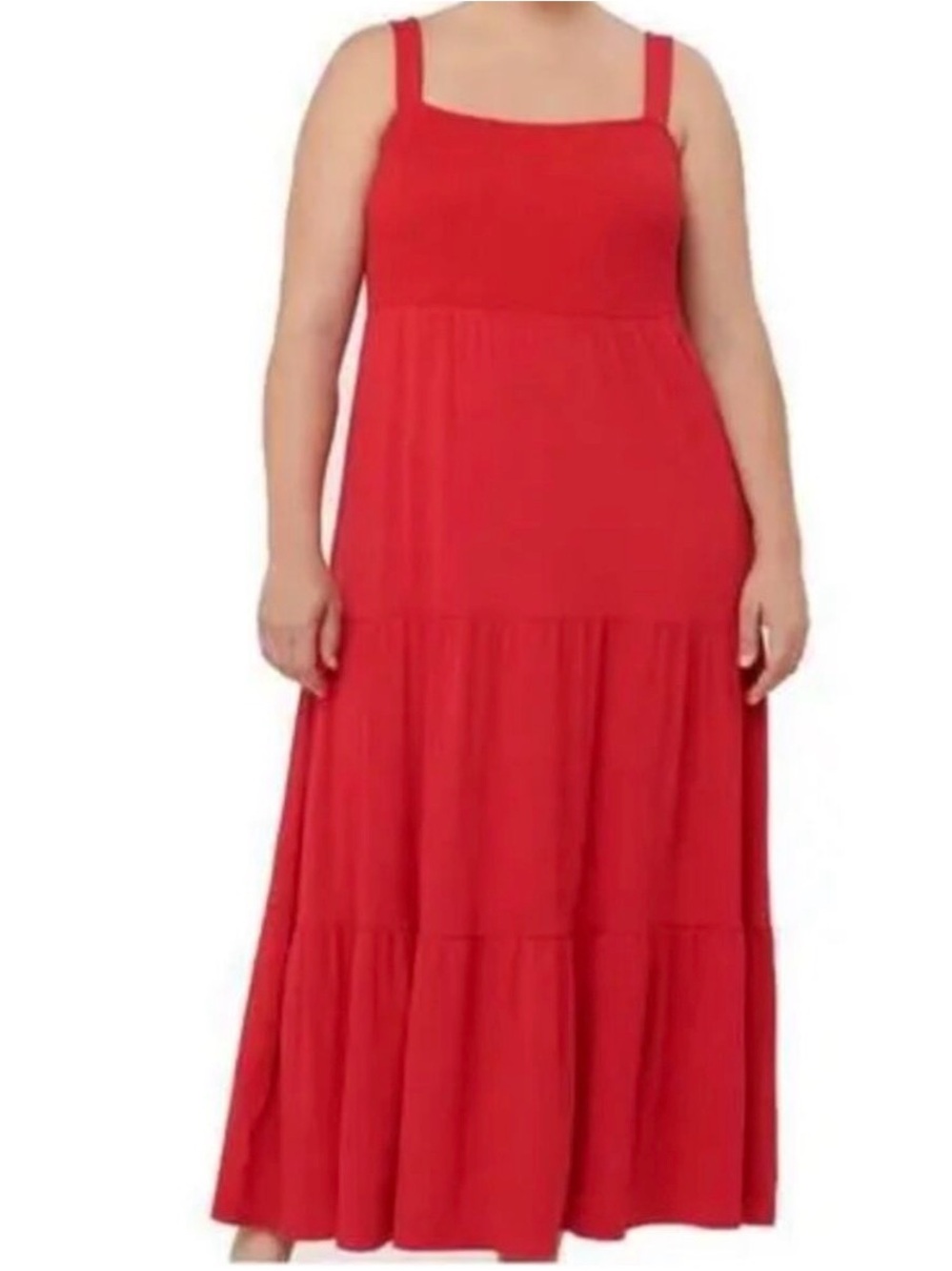 LOFT Red Tiered Smocked Sundress